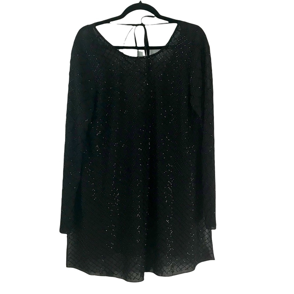 Needle & Thread black embellished hand beaded long tunic top size 8
